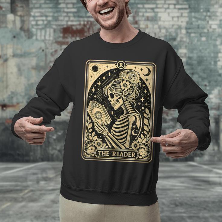 The Reader Tarot Card Book Lover Skeleton Reading Book Unisex Sweatshirt The Reader Tarot Card Book Lover Skeleton Reading Book Unisex Sweatshirt