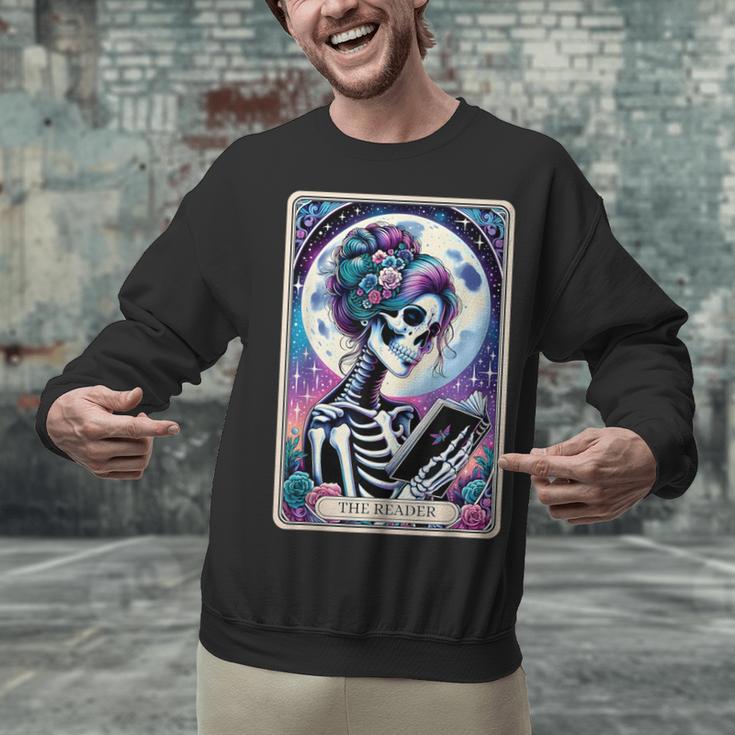 The Reader Tarot Card Reading Skeleton Skull Book Lover Unisex Sweatshirt The Reader Tarot Card Reading Skeleton Skull Book Lover Unisex Sweatshirt