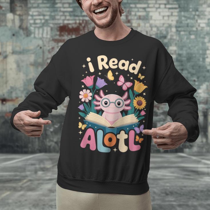 Reading Axolotl Book Lover Wildflowers Unisex Sweatshirt