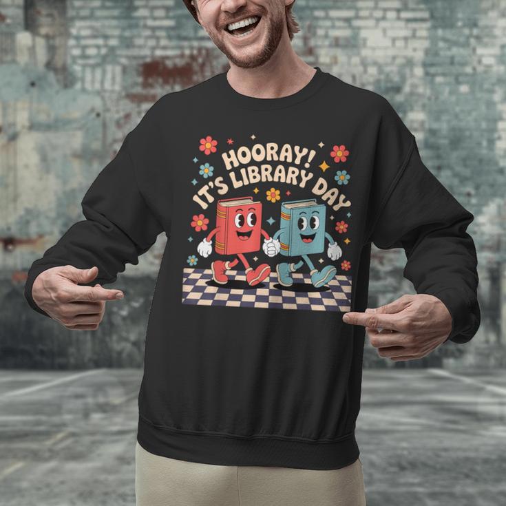 Reading Book Lover School Librarian Hooray It's Library Day Unisex Sweatshirt