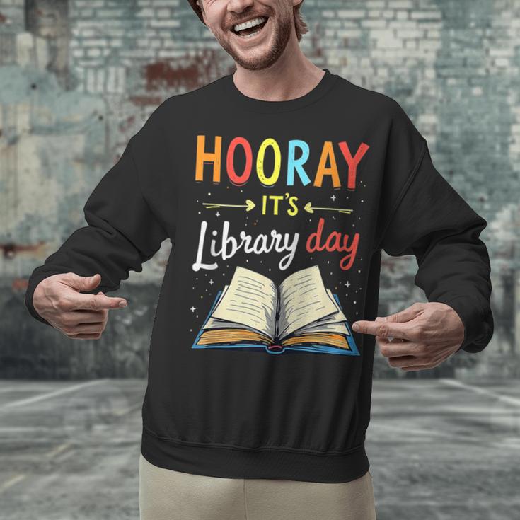 Reading Books Bibliophile Hooray It's Library Day Unisex Sweatshirt