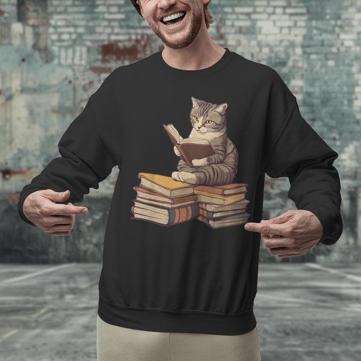 Reading Cat Book Lover Unisex Sweatshirt
