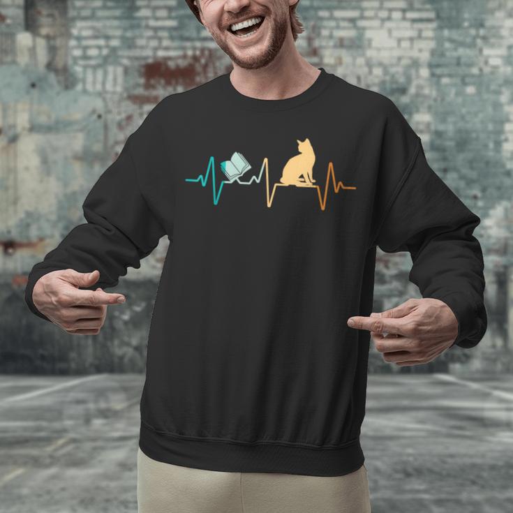 Reading Cat Heartbeat Book & Cat Lover Unisex Sweatshirt