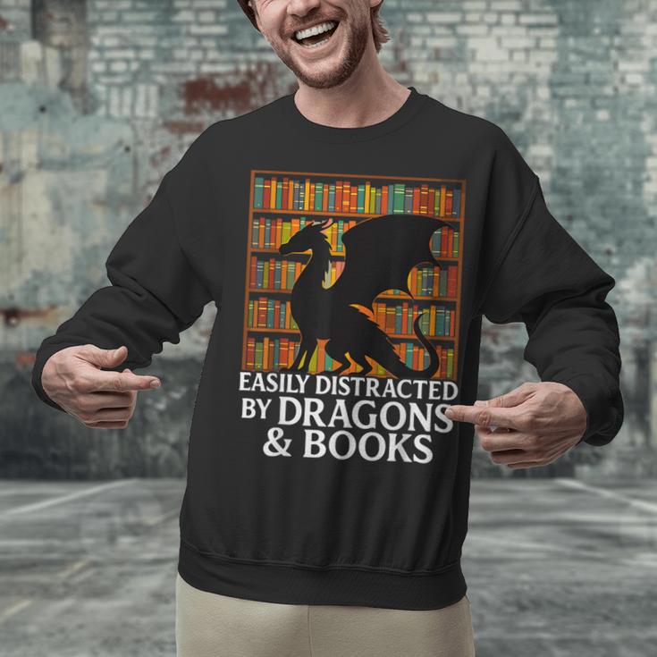 Reading Dragon Easily Distracted By Dragons And Books Unisex Sweatshirt