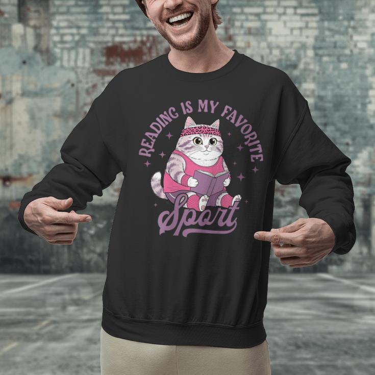 Reading Is My Favorite Sport Bookworm Cat Lover Book-Club Unisex Sweatshirt