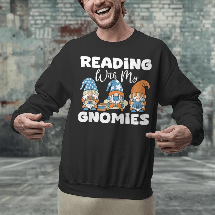 Reading With My Gnomies Gnomes Books Lover Bookworm Unisex Sweatshirt