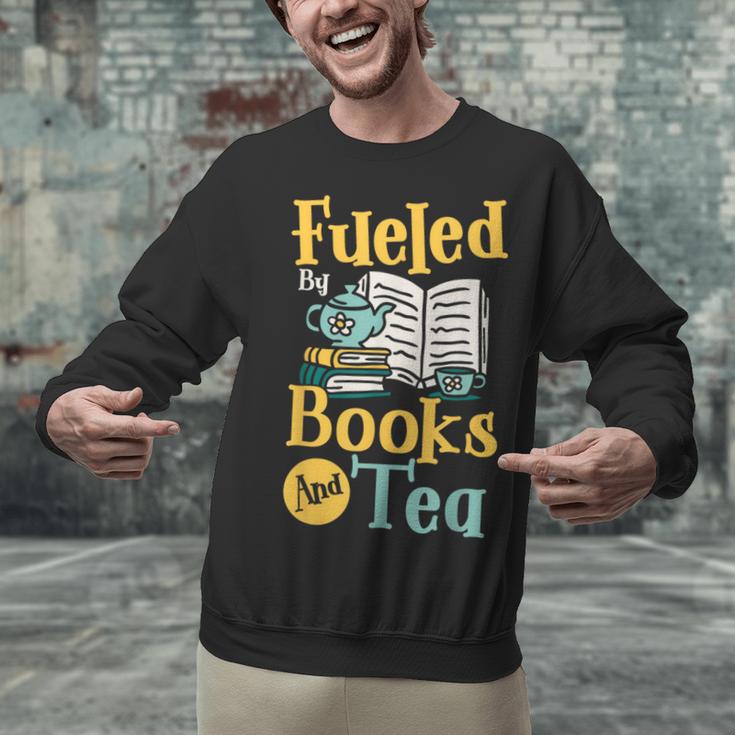 Reading Hobby Bookshelves Library Fueled By Books And Tea Unisex Sweatshirt