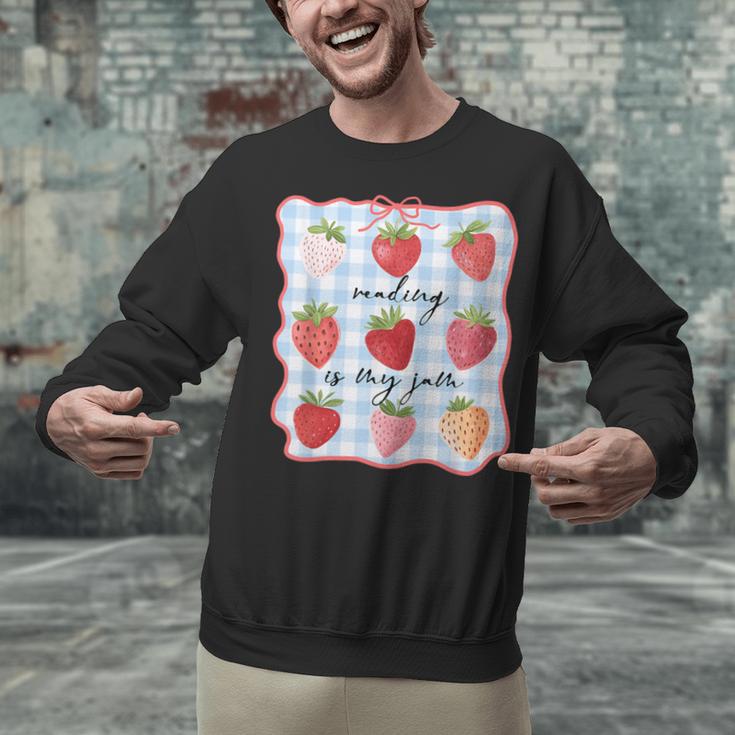 Reading Is My Jam Preppy Stawberry Bookworm Book Lover Nerd Unisex Sweatshirt Reading Is My Jam Preppy Stawberry Bookworm Book Lover Nerd Unisex Sweatshirt
