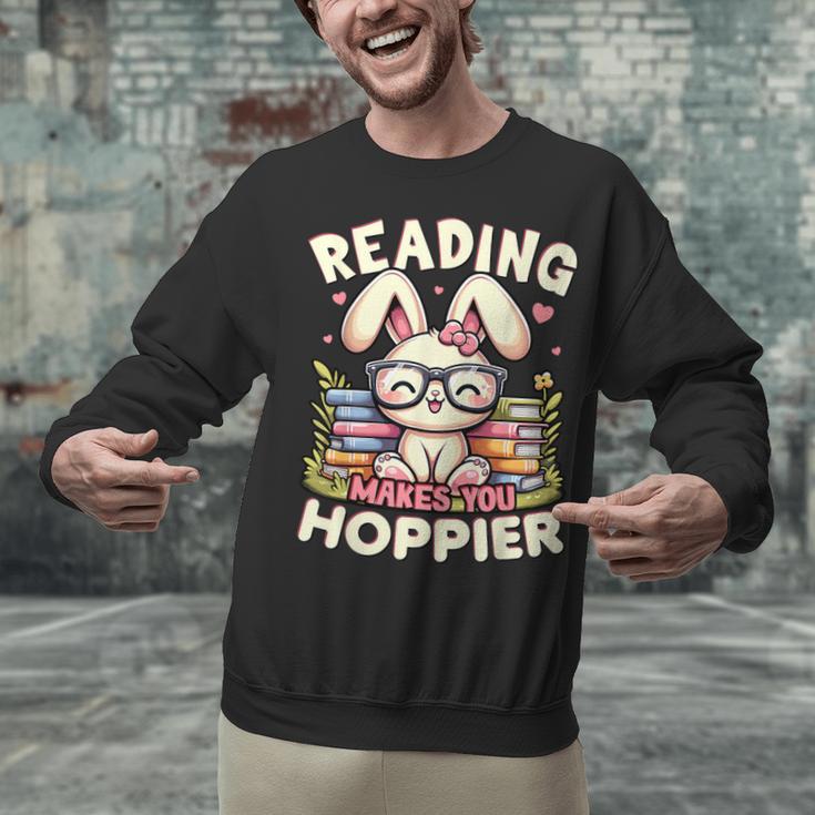 Reading Makes You Hoppier Bunny Book Fans Toddler Kid Unisex Sweatshirt