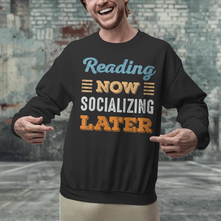 Reading Now Minimal Socializing Introvert Vintage Unisex Sweatshirt
