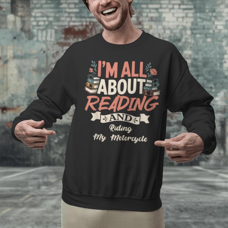 Reading And Motorcycle Life For Bikers Who Love Books Unisex Sweatshirt