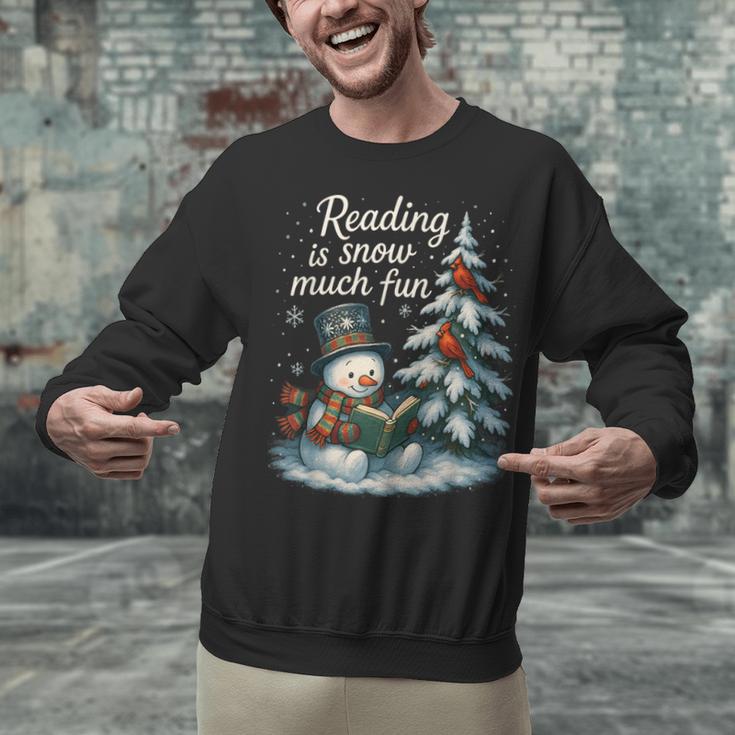 Reading Is Snow Much Fun Christmas Books Snowman Bookworm Unisex Sweatshirt