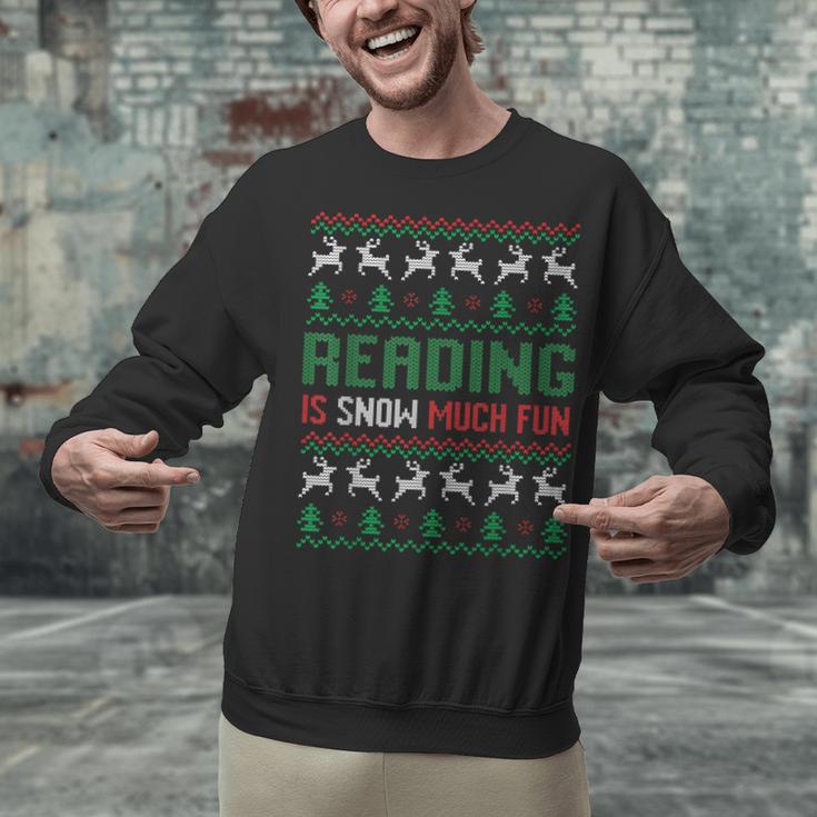 Reading Is Snow Much Fun Winter Bookworm Reading Book Lovers Unisex Sweatshirt