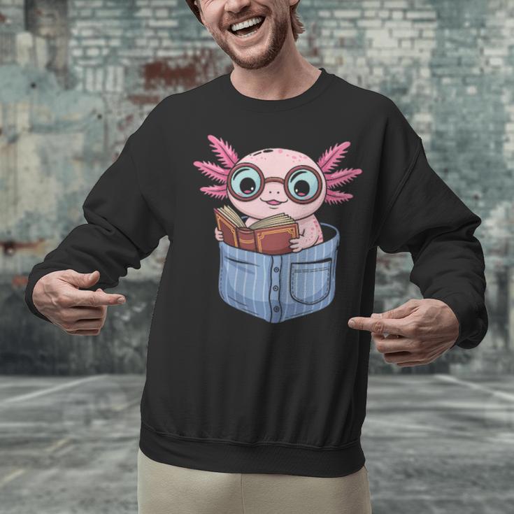 Readsalotl Axolotl Reading Book Lover Reading Pocket Axolotl Unisex Sweatshirt