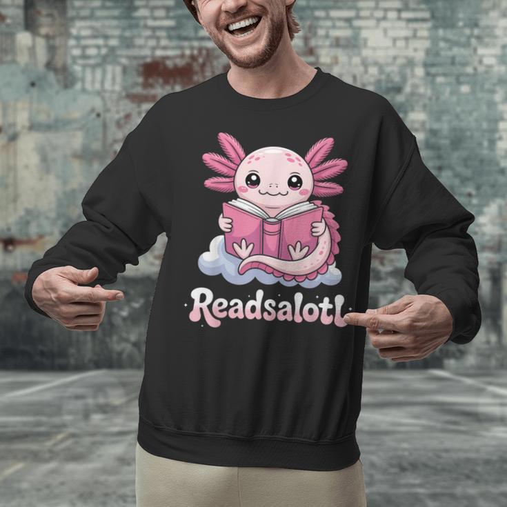 Readsalotl Axolotl Reading Cute Book Lover Bookworm Unisex Sweatshirt