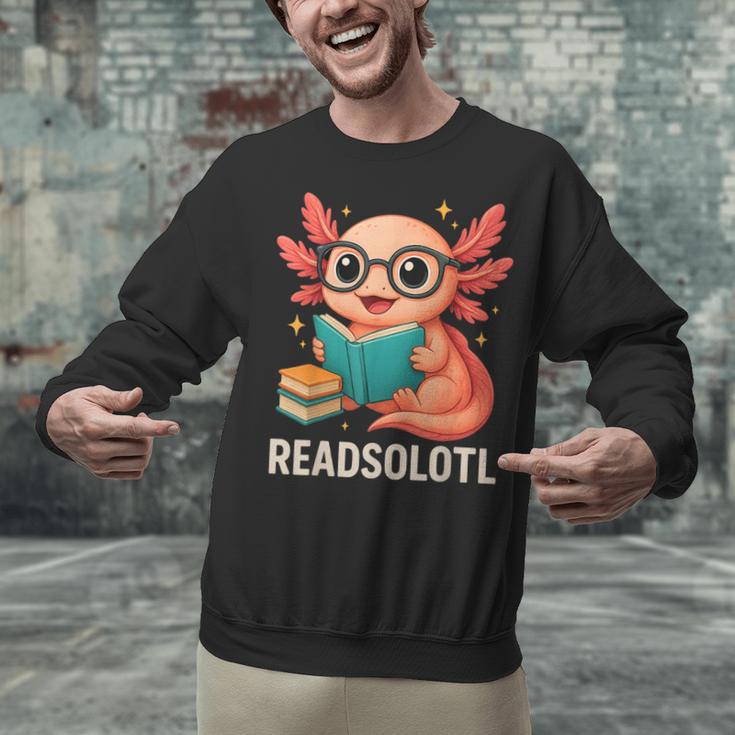 Readsolotl Kawaii Axolotl Reading Book Lover Unisex Sweatshirt