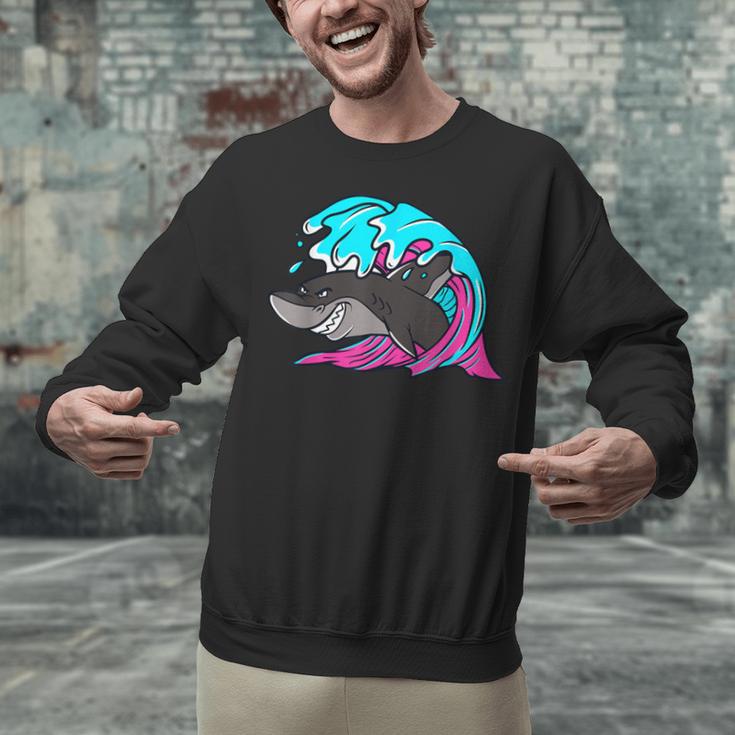 Retro 80s Shark Whale Diving Nostalgia Shark Party Unisex Sweatshirt Retro 80s Shark Whale Diving Nostalgia Shark Party Unisex Sweatshirt