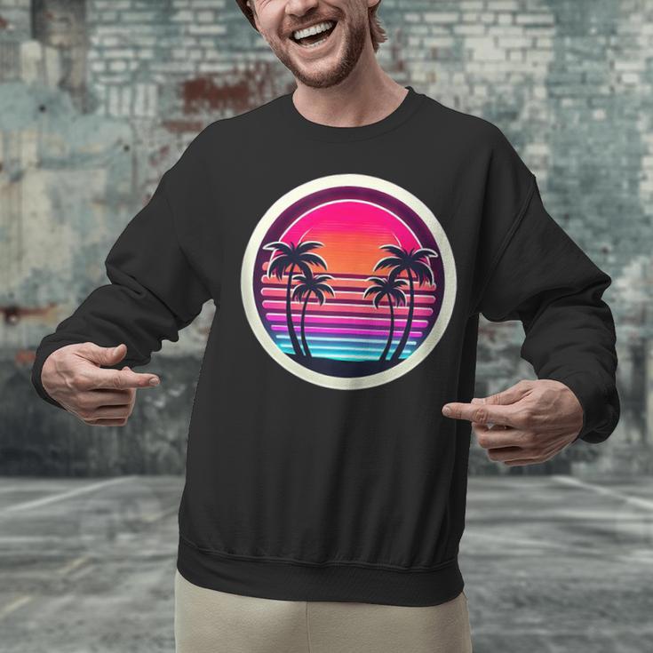 Retro 80s Synthwave Sunset & Palm Trees Retro Nostalgia 80s Unisex Sweatshirt