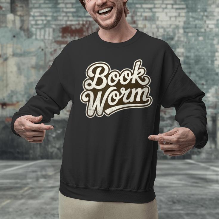 Retro Book Worm Reading For Book Lovers Unisex Sweatshirt