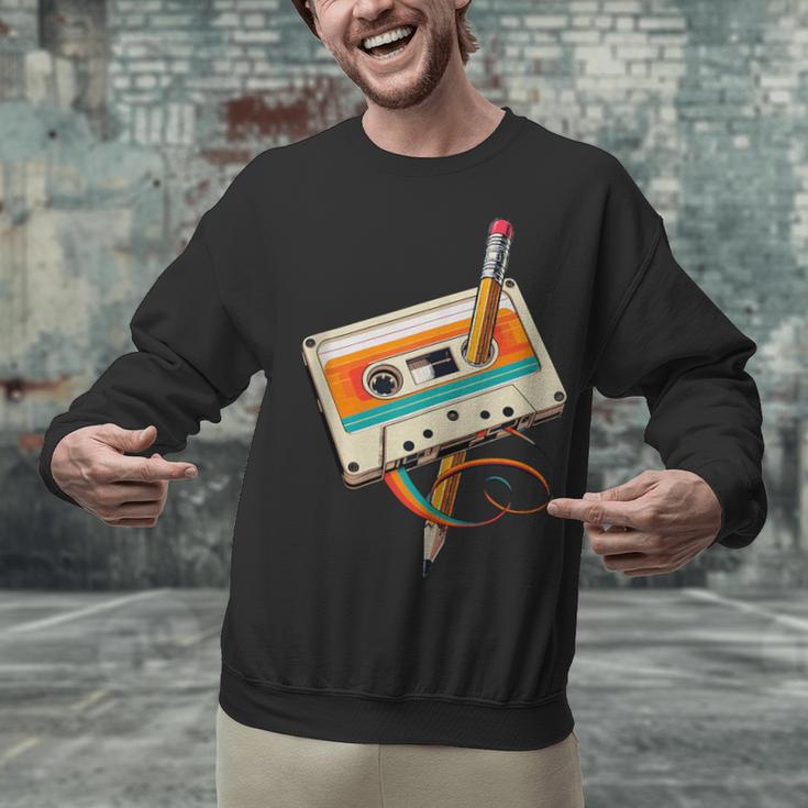 Retro Cassette Tape & Pencil Rewind Nostalgia Party 80s 90s Unisex Sweatshirt