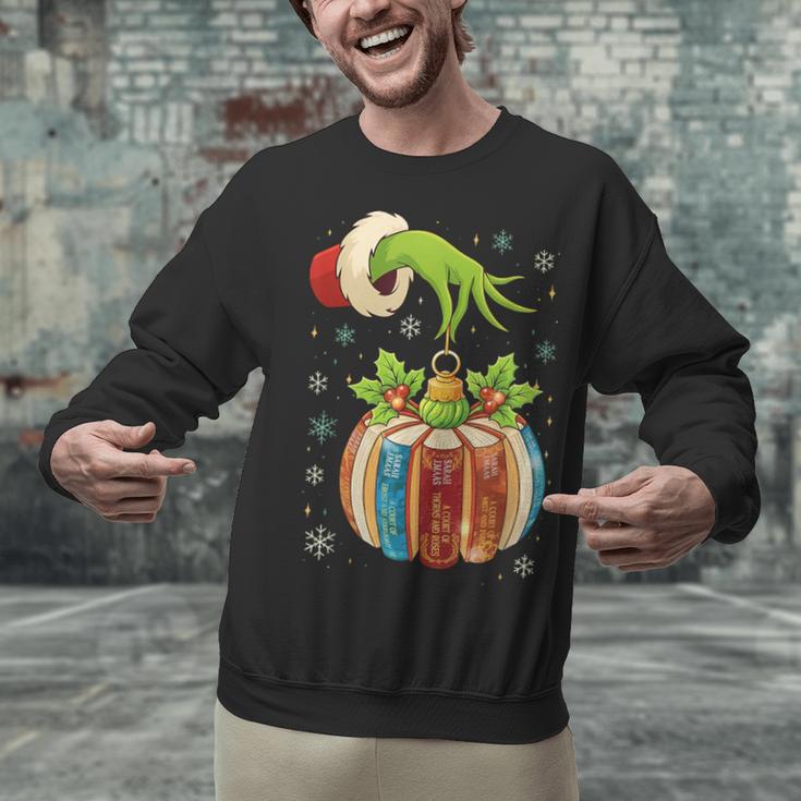 Retro Christmas Ornament Book Christmas Teacher Librarian Unisex Sweatshirt