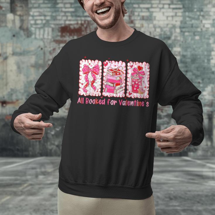 Retro Coquette Bow All Booked For Valentines Book Lover Cute Unisex Sweatshirt