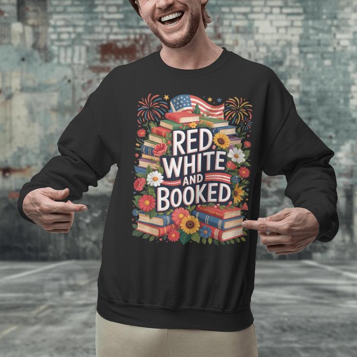 Retro Floral Red & Booked Library Reading 4th Of July Unisex Sweatshirt