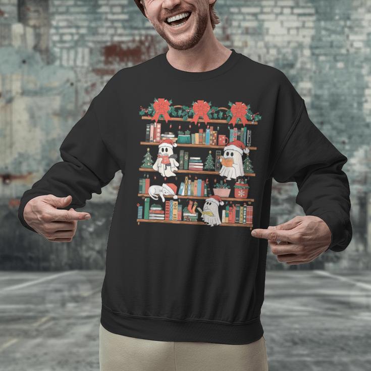 Retro Ghost Reading Book Teacher Librarian Bookish Christmas Unisex Sweatshirt