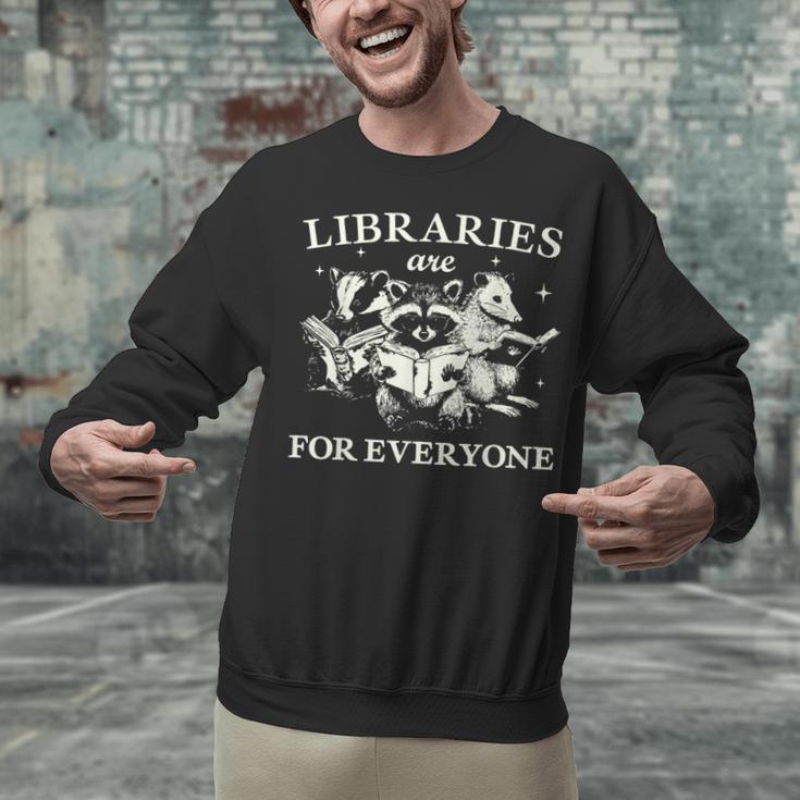 Retro Libraries Are For Everyone Racoon Reading Book Lover Unisex Sweatshirt