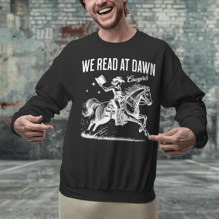 Retro We Read At Dawn Cowgirl Western Librarian Book Lover Unisex Sweatshirt Retro We Read At Dawn Cowgirl Western Librarian Book Lover Unisex Sweatshirt