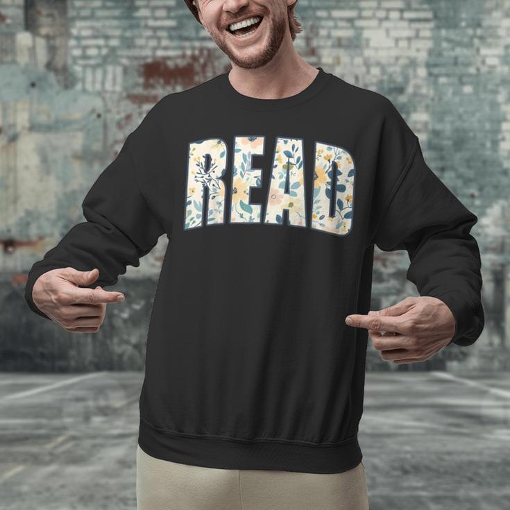 Retro Read Floral Reading Bookworm Librarian Book Lover Unisex Sweatshirt