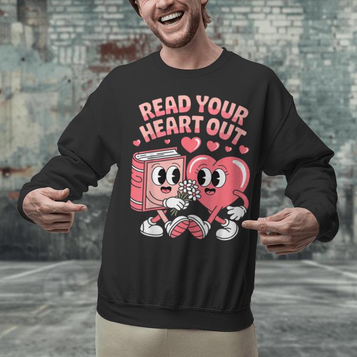 Retro Read Your Heart Out Valentine's Day Teacher Book Lover Unisex Sweatshirt