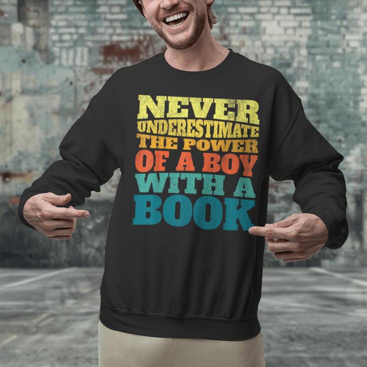 Retro Never Underestimate The Power Of a Boy With a Book Unisex Sweatshirt