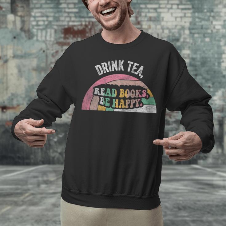 Retro Vintage Drink Tea Read Books Be Happy Reading Unisex Sweatshirt