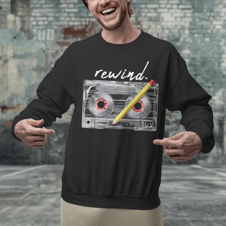 Rewind Cassette Tape Nostalgia 80s 90s Retro Music Lover Unisex Sweatshirt