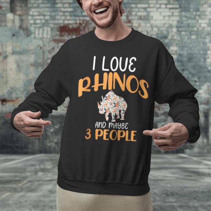 I Like Rhinos And Maybe 3 People Introvert Animal Unisex Sweatshirt