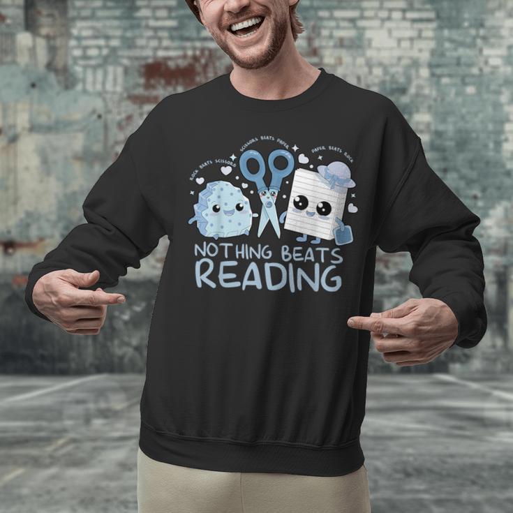 Rock Paper Scissors Nothing Beats Reading Book Lover Unisex Sweatshirt