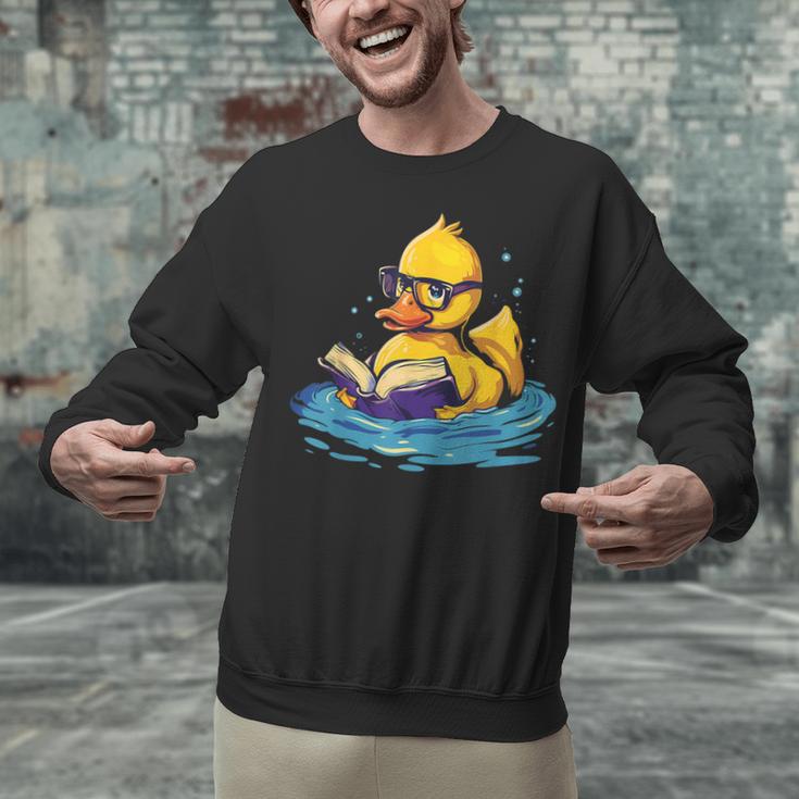 Rubber Duck Reading Book Swim Rubber Duckling Rubber Duckie Unisex Sweatshirt