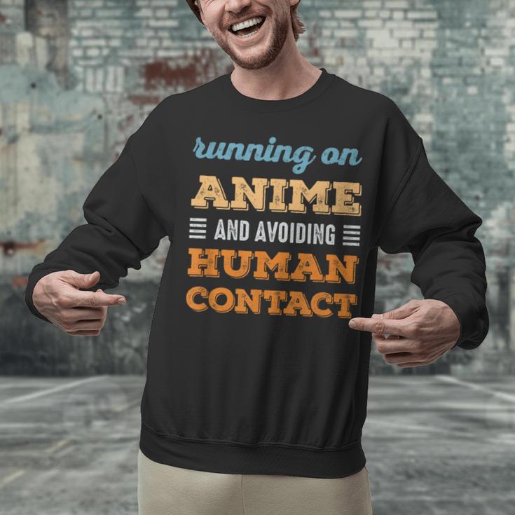 Running On Anime Social Introvert Humor Vintage Unisex Sweatshirt Running On Anime Social Introvert Humor Vintage Unisex Sweatshirt
