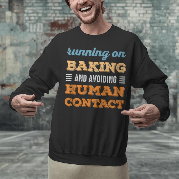 Running On Baking Social Introvert Humor Vintage Unisex Sweatshirt