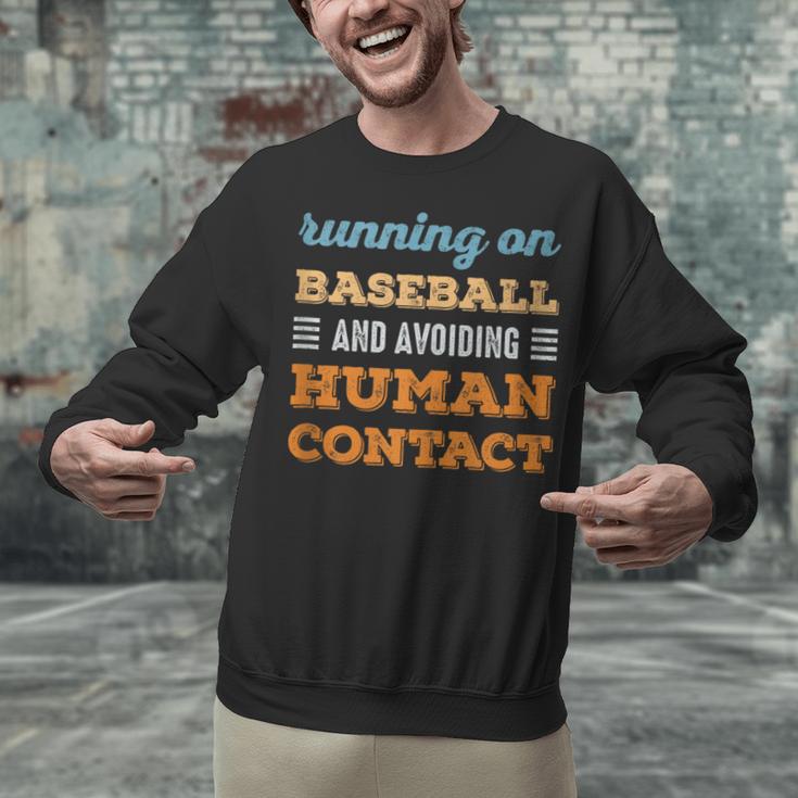 Running On Baseball Social Introvert Humor Vintage Unisex Sweatshirt
