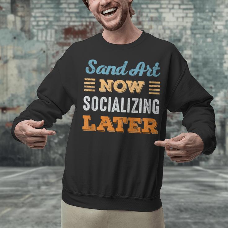 Sand Art Now Minimal Socializing Introvert Vintage Unisex Sweatshirt