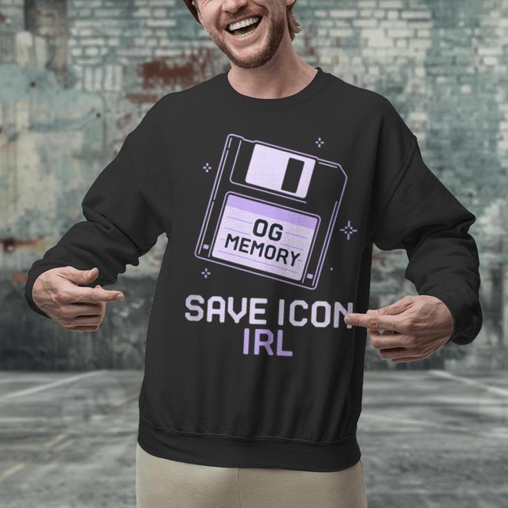 Save Icon IRL Retro Tech Humor Floppy Disk 90s Nostalgia Unisex Sweatshirt