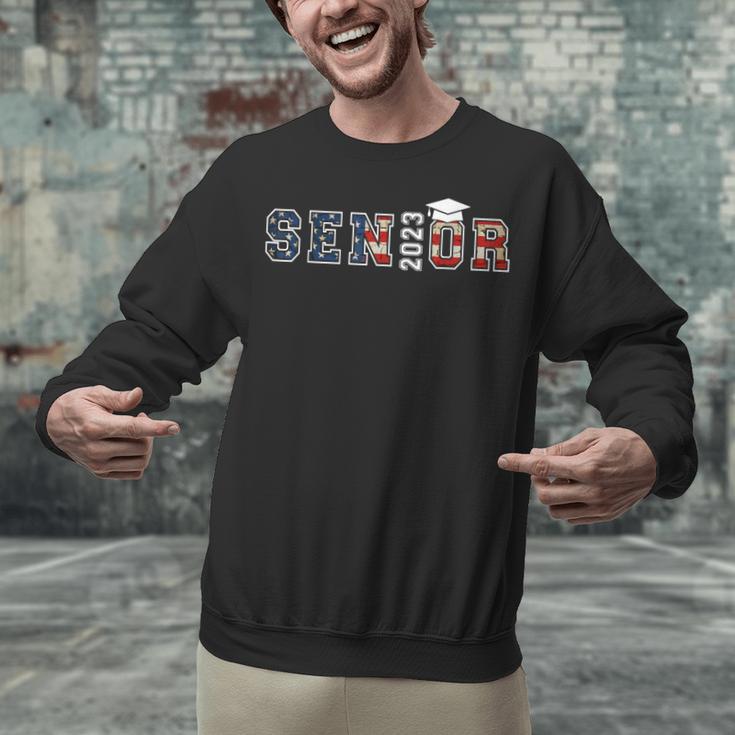 Senior 2023 American Flag USA Graduation Class Of 2023 Women Kids Men Unisex Sweatshirt