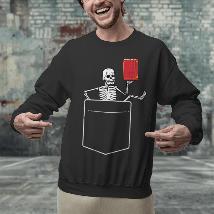 Skeleton Books Read Book Reading Librarian Across America Unisex Sweatshirt