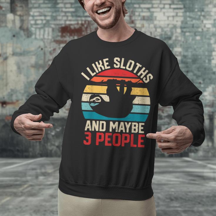 I Like Sloths And Maybe 3 People Sloth Introvert Vintage Unisex Sweatshirt I Like Sloths And Maybe 3 People Sloth Introvert Vintage Unisex Sweatshirt