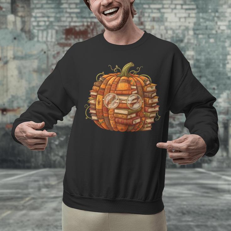Smart Book Pumpkin Retro Fall Teacher Reading Halloween Unisex Sweatshirt
