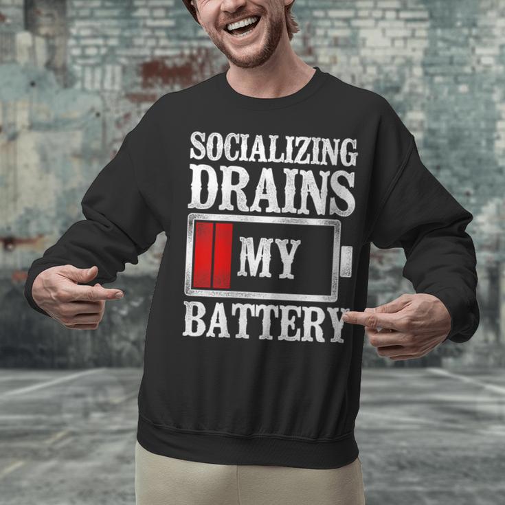 Socializing Drains My Battery Introvert Unisex Sweatshirt