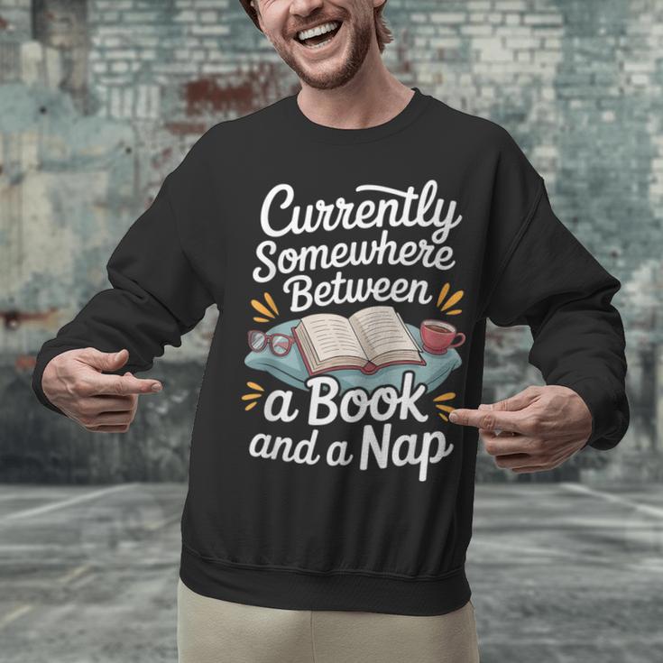 Somewhere Between a Book And a Nap – Cozy Reading Unisex Sweatshirt
