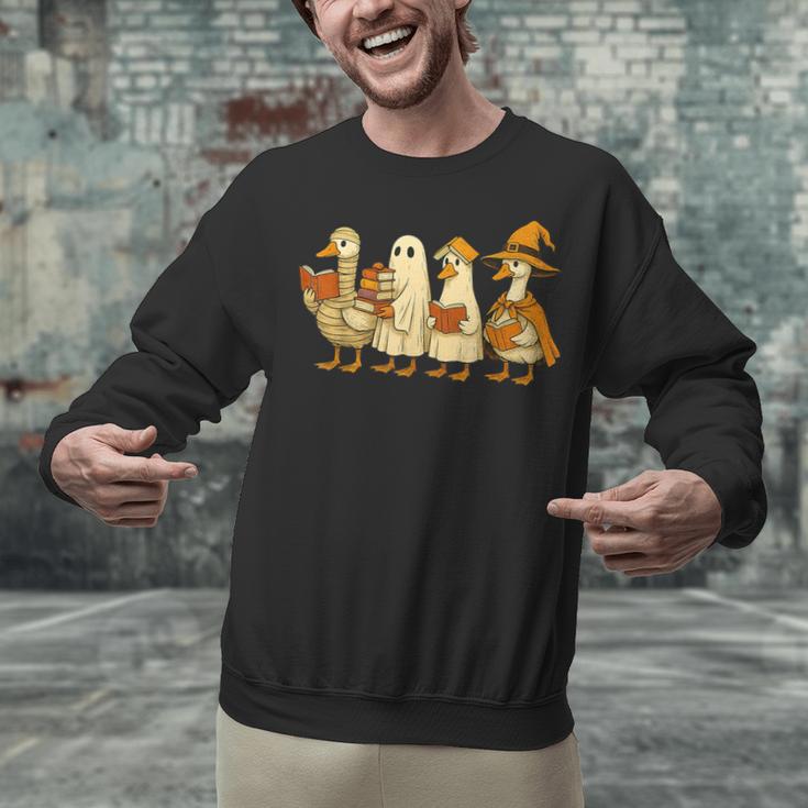 Spooky Halloween Book Lover Halloween Reading Goose Unisex Sweatshirt
